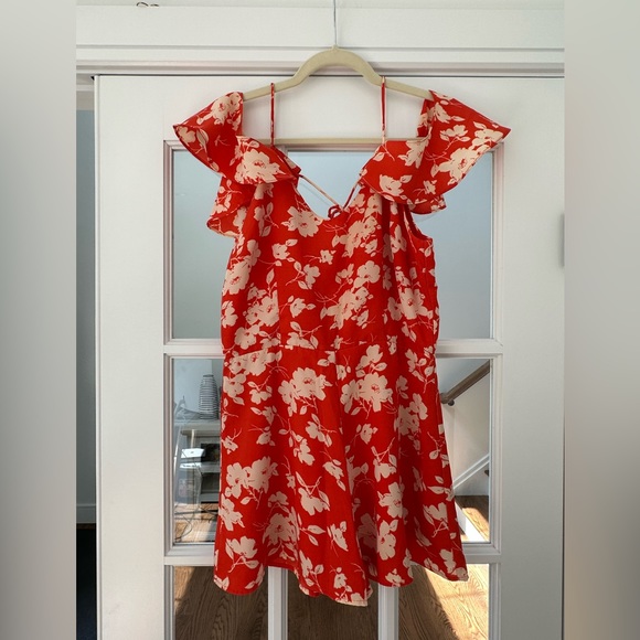 J.O.A orange floral romper - Picture 1 of 7